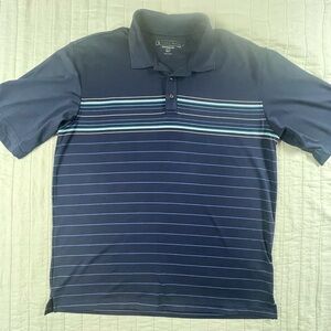 Pebble Beach Men's Blue Striped Polo Golf Shirt XL